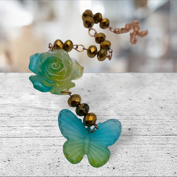 Handmade Accessories - Handmade Green and Blue Butterfly car charm